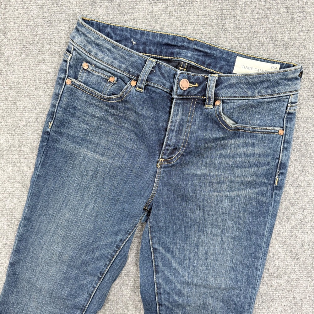 Vince Camuto Size 27W x‎ 28L Skinny Jeans Blue Denim Frayed Hem Women's